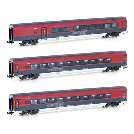 Hobbytrain H25229 - Zestaw 4 wagonów pasażerskich Railjet, ÖBB, ep.VI