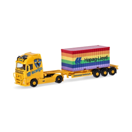 Herpa 317436 - Volvo FH Gl. XL 2020 - ciężarówka przegubowa do przewozu kontenerów "acargo/Hapag Lloyd"