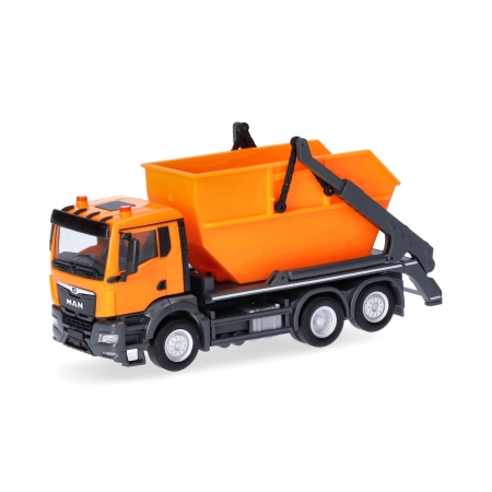 Herpa 317870 - MAN TGS NN Skiploader AK16, pomarańczowy miejski