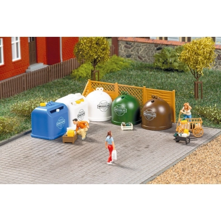 Auhagen 41695 - 5 kontenerów do recyklingu z akcesoriami