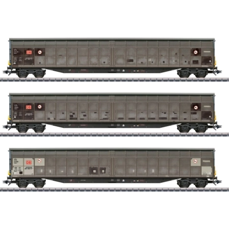 Märklin 48067 - Zestaw 3 wagonów z przesuwanymi ściankami Habbins 354, DB-Cargo, Ep.VI