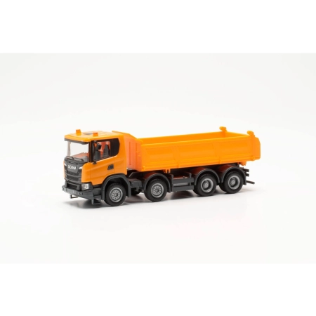 Herpa 316996 - Scania XT17 Meiler z 3-stronną wywrotką, pomarańczowy miejski
