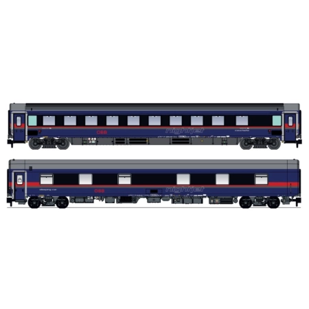 L.S. Models LS97038-1N - Zestaw 2 wagonów pasażerskich Bcmz + WLABmz, DANI, ÖBB-Nightjet, ep. VI