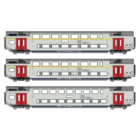 L.S. Models LS43604AC - Zestaw 3 wagonów piętrowych M6 A+A+B, SNCB, ep. VI, AC