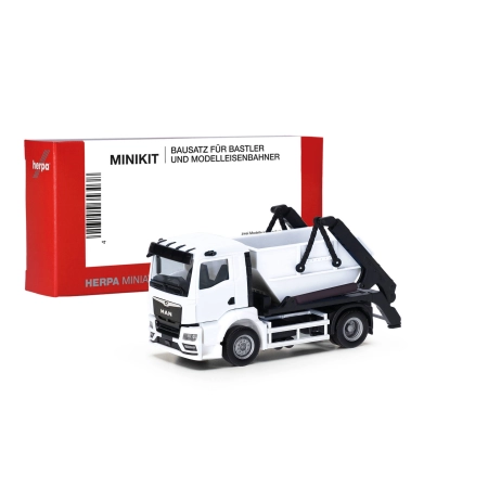 Herpa 013987 - Mini zestaw: MAN TGS NN skip loader AK12, biały