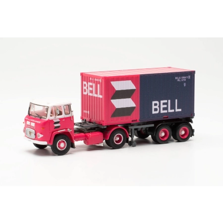 Herpa 87MBS026123 - Scania LB 76 kontenerowa ciężarówka przegubowa „van der Linden/Bell” (Holandia/Lisse)