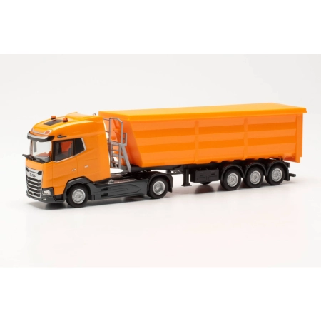 Herpa 316941 - Ciężarówka przegubowa DAF XG ze stalowym nadwoziem okrągłym, pomarańczowy miejski
