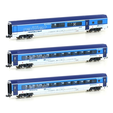 Hobbytrain H25231 - Zestaw 4 wagonów pasażerskich Railjet, CD, ep. VI