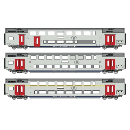 L.S. Models LS43603AC - Zestaw 3 wagonów piętrowych M6 BD+B+A, SNCB, ep. Vb, AC