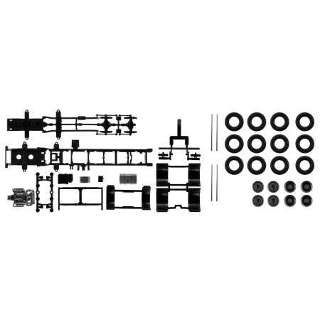 Herpa 084369 - Podwozie 4-osiowej ciężarówki Mercedes-Benz Zawartość: 2 szt.