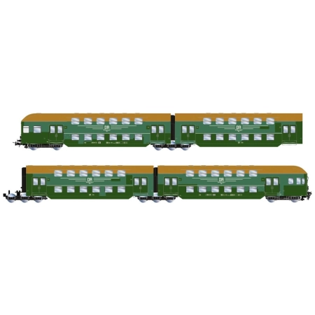 Rivarossi HR4424 - Skład piętrowy, 4 części, DR, ep. IV „Flickenlackierung”, z oświetleniem wewnętrznym