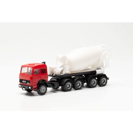 Herpa 315630 - Ciężarówka przegubowa z betonomieszarką Iveco Unic, czerwono-biała