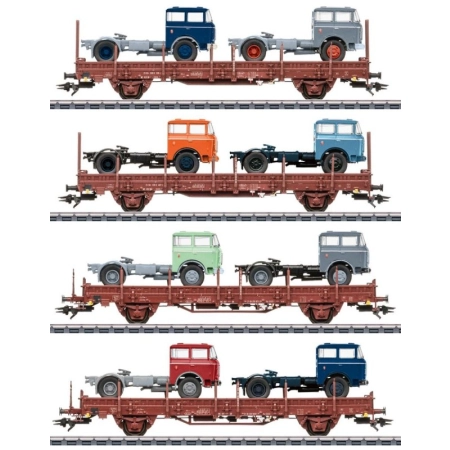 Märklin 46406 - Zestaw 4 wagonów Ks 3300/3301 z LIAZ 706, DR, Ep. IV