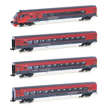 Hobbytrain H25228 - Zestaw 4 wagonów pasażerskich Railjet, ÖBB, ep. VI