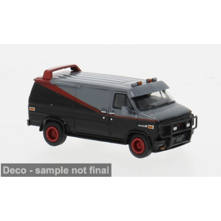 Brekina 18250 - GMC Vandura, czarny/czerwony, 1983