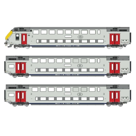 L.S. Models LS43601AC - Zestaw 3 wagonów piętrowych M6 BDX+B+B, SNCB, ep. Vb, AC