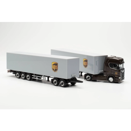 Herpa 317009 - Scania CR 20 HD z dwiema naczepami skrzyniowymi "UPS Hiszpania"