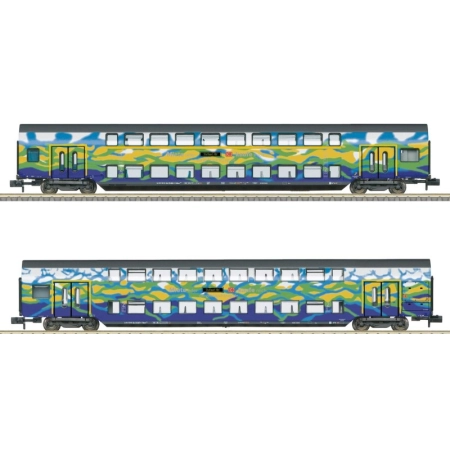 Trix 18298 - Zestaw 2 wagonów piętrowych, DBAG, ep.VI, DC-MFX Digital