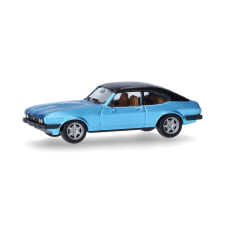 Herpa 430807-002 - Ford Capri II z winylowym dachem, niebieski metalik miami