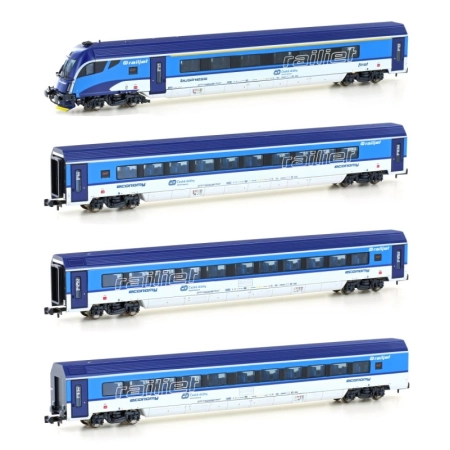 Hobbytrain H25230 - Zestaw 4 wagonów pasażerskich Railjet, CD, ep. VI