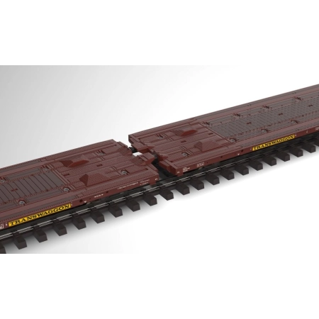 Märklin 47430 - Para wagonów płaskich Laads 800B z 4 samochodami VW Crafter, DBAG, Ep.V „Transwaggon”