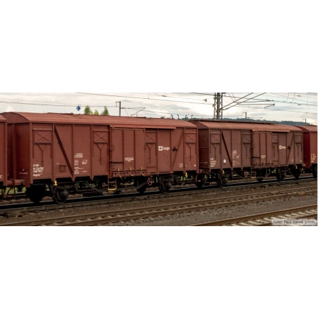 Tillig 70100 - Zestaw 2 krytych wagonów towarowych Gbgkks 112.0, CD-Cargo, ep. VI