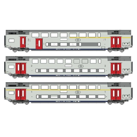 L.S. Models LS43602AC - Zestaw 3 wagonów piętrowych M6 ADB+B+A, SNCB, ep. Vb, AC