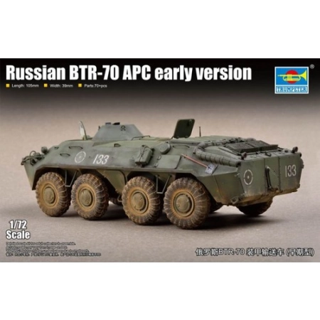 TRUMPETER 07137 - Bojowy transporter opancerzony BTR-70 APC wer. wczesna - 1:72