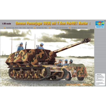 TRUMPETER 00354 - Samobieżne działo przeciwpancerne 39(H) 75mm Pak40/3 Marder - 1:35