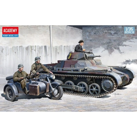 Academy 13556 - German Panzer I Ausf.B & Motorcycle - 1:35