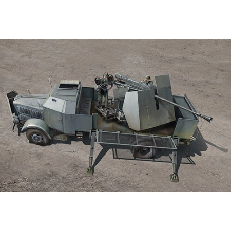 TRUMPETER 09594 - Mercedes-Benz L 4500A z działkiem 5 cm Flak 41 - 1:35